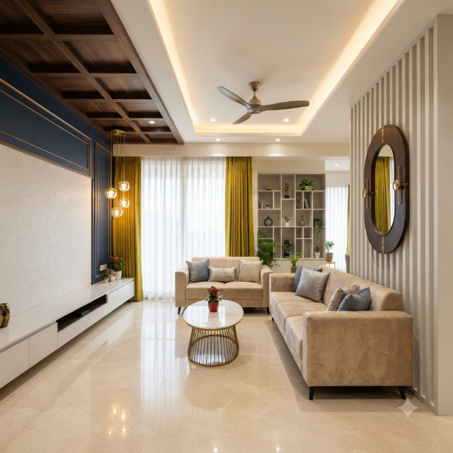 Premier Interior Designer in Aurangabad - Contemporary luxury living room by Meraki Interiors